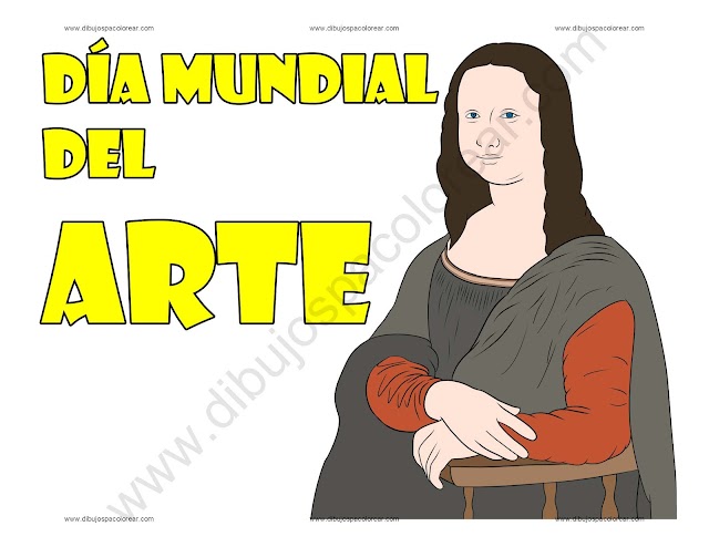 Día Mundial del Arte dibujo a color y para colorear